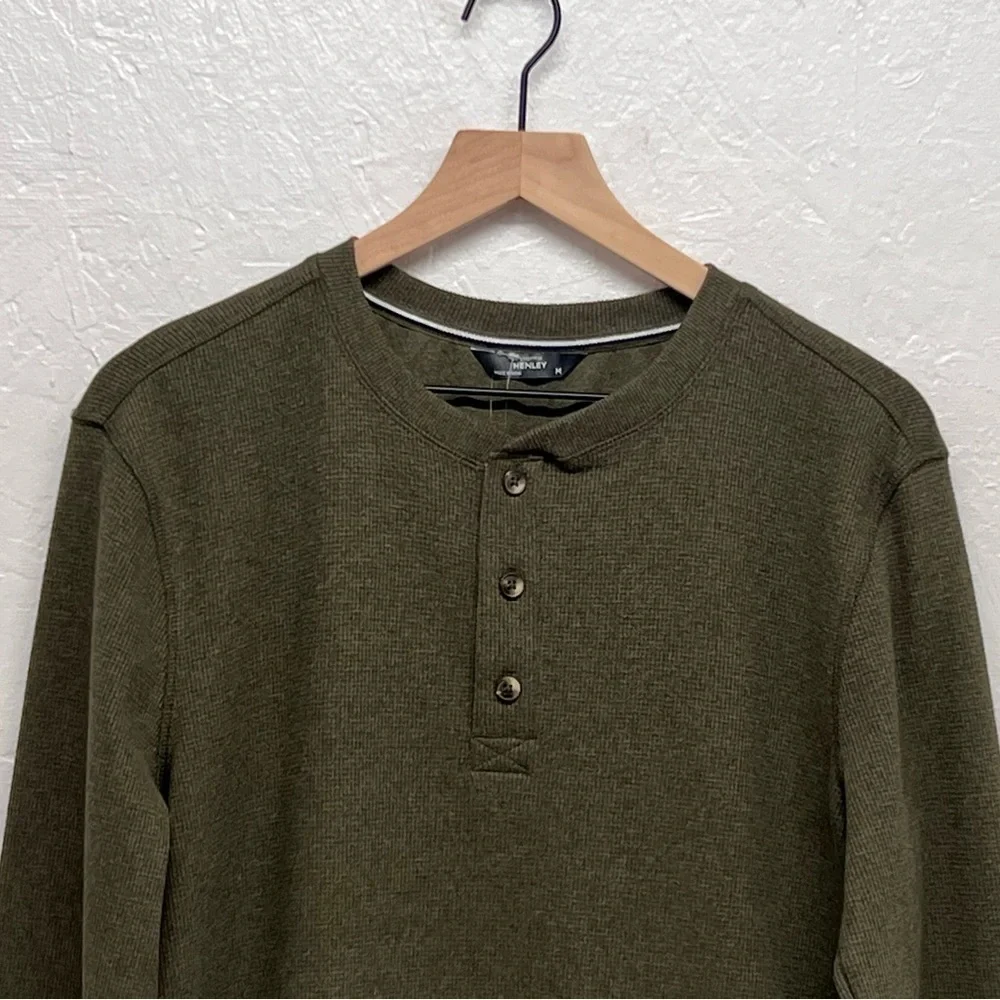 MEMBER'S Mark - Men's Waffle Knit Long Sleeve Thermal Henley Shirt - Green